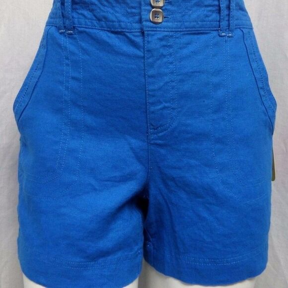 INC CARIBE BLUE REGULAR FIT LINEN CARGO CASUAL COLOFUL SUMMER SHORTS 16 NWT - Picture 2 of 3
